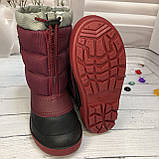 Дитячі підліткові зимові чоботи на дівчинку дутики Alisa Line Alaska бордові, фото 4