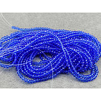 Бусины хрустальные (Рондель) 2 мм, нитка 155-160 шт, цвет - синий