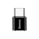 Перехідник Baseus micro-USB до Type-C Передача даних та швидка зарядка до 2,4 А Чорний CAMOTG-01, фото 2