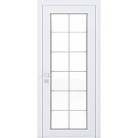 Двери крашенные коллекции LOFT модель PORTO ПO (стекло сатин) Белый мат