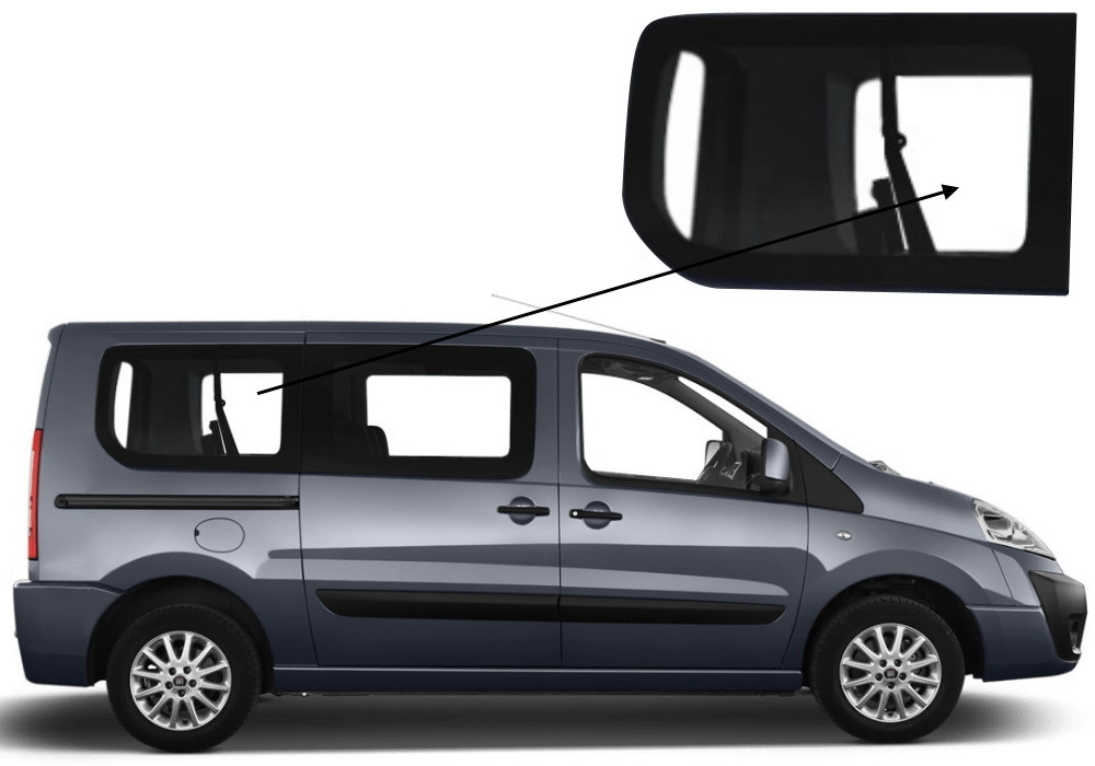 Бічне скло Citroen Jumpy 2007-2016 салону заднє праве коротка база