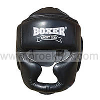 Шлем боксерский BOXER L кожа черный