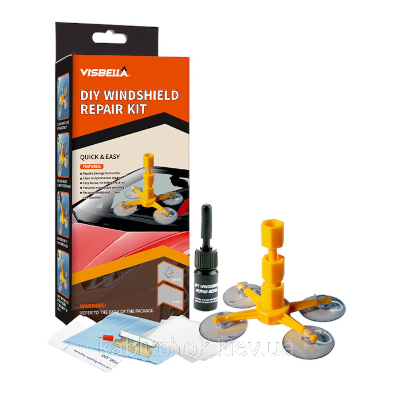 Набір Visbella Windshield Repair Kit для ремонту лобового скла Color Box