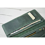 Жіночий шкіряний гаманець з монетницею на блискавці GS зелений, фото 2