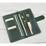 Жіночий шкіряний гаманець з монетницею на блискавці GS зелений, фото 4