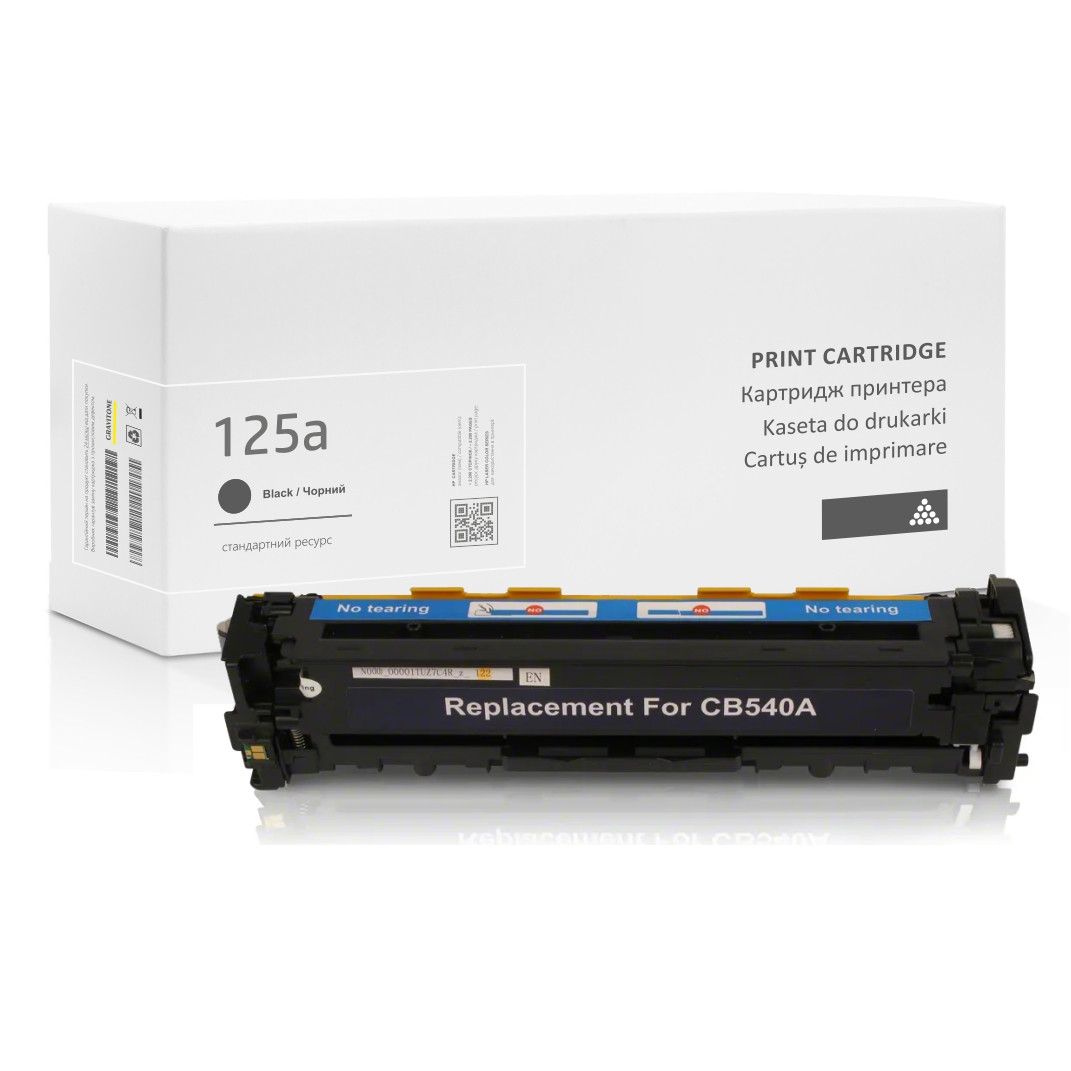 Картридж сумісний HP 125A BLACK (CB540A) чорний, стандартний ресурс, 2200 стор., аналог від Gravitone