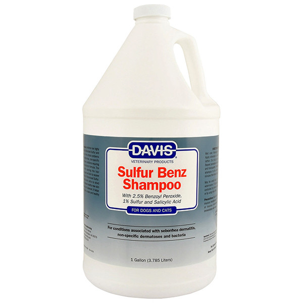 Davis Sulfur Benz Shampoo ДЕВІС СУЛЬФУР БЕНЗ шампунь з 2,5% пероксидом бензоїлу, сіркою, саліциловою кислотою для собак і котів із, фото 1