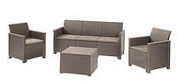 Комплект пластиковой садовой мебели Keter Emma 3 Seater Sofa Set 246144 капучино