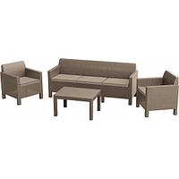 Комплект пластиковой садовой мебели Keter Orlando Set 3 Seater Sofa Set 226525 капучино