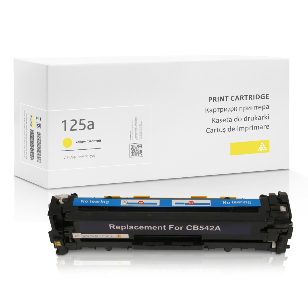 Картридж сумісний HP 125A YELLOW (CB542A) жовтий, стандартний ресурс, 1400 стор., аналог від Gravitone