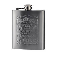 Металлическая фляга, для виски, Jack Daniels, (Джек Дэниэлс), 0.2 л., подарочная фляжка для алкоголя (NS)