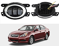 Противотуманные фары LED 45watt Subaru Legacy V рестайл [2012-2014 3 линзы бело-желтые с глазками и поворотами