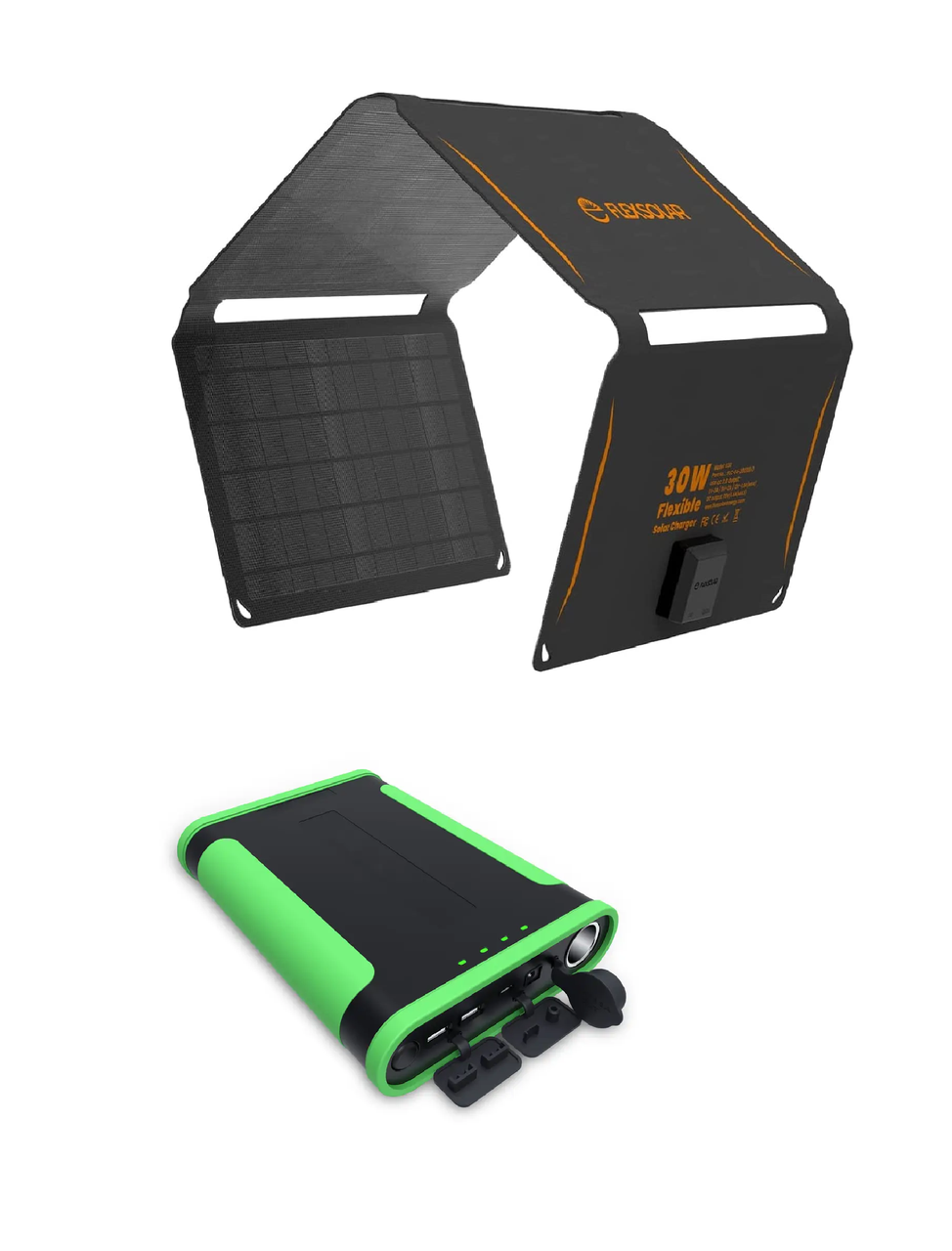 Потужний повербанк з сонячною панеллю 48000mah + Flexsolar 30W. Повербанк з сонячною зарядкою, фото 1