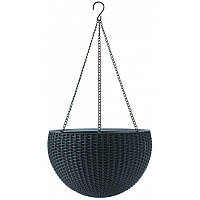 Подвесной горшок для цветов Rattan Style Hanging графит