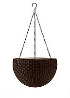 Подвесной цветочный горшок Rattan Style Hanging кашпо из ротанга 8,6л. коричневый