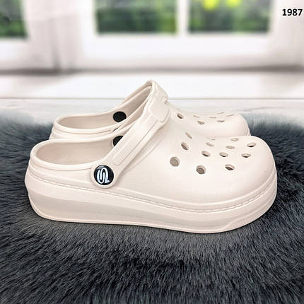 Крокси сабо підліткові для дівчинки бежеві Прогрес Україна, фото 1