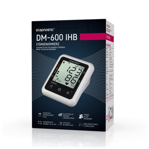 Тонометр автоматичний на плече Diagnosis DM600 IHB, з індикатором аритмії, пам'ять на 2Х120 вимірювань, Польща