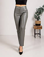 Женские модные молодежные брюки из эко-кожи , кожаные брюки серого цвета.