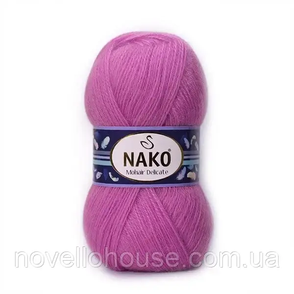 Nako MOHAIR DELICATE (Мохер Делiкат) № 4975/6141 фуксія (Напівшерстяна пряжа, нитки для в'язання)