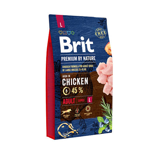Корм Brit Premium сухий для дорослих собак великих порід вагою 25-45кг ...