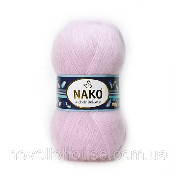 Nako MOHAIR DELICATE (Мохер Делiкат) № 5090 пастельний рожевий (Напівшерстяна пряжа, нитки для в'язання)