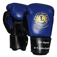 Боксерские перчатки кожаные VIP Lev Sport 10 унций (красные, синие, черные) Синий