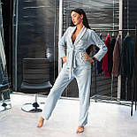 Жіноча піжама велюрова комплектом сорочка та штани в клітку бордова. Фото наживо, фото 8