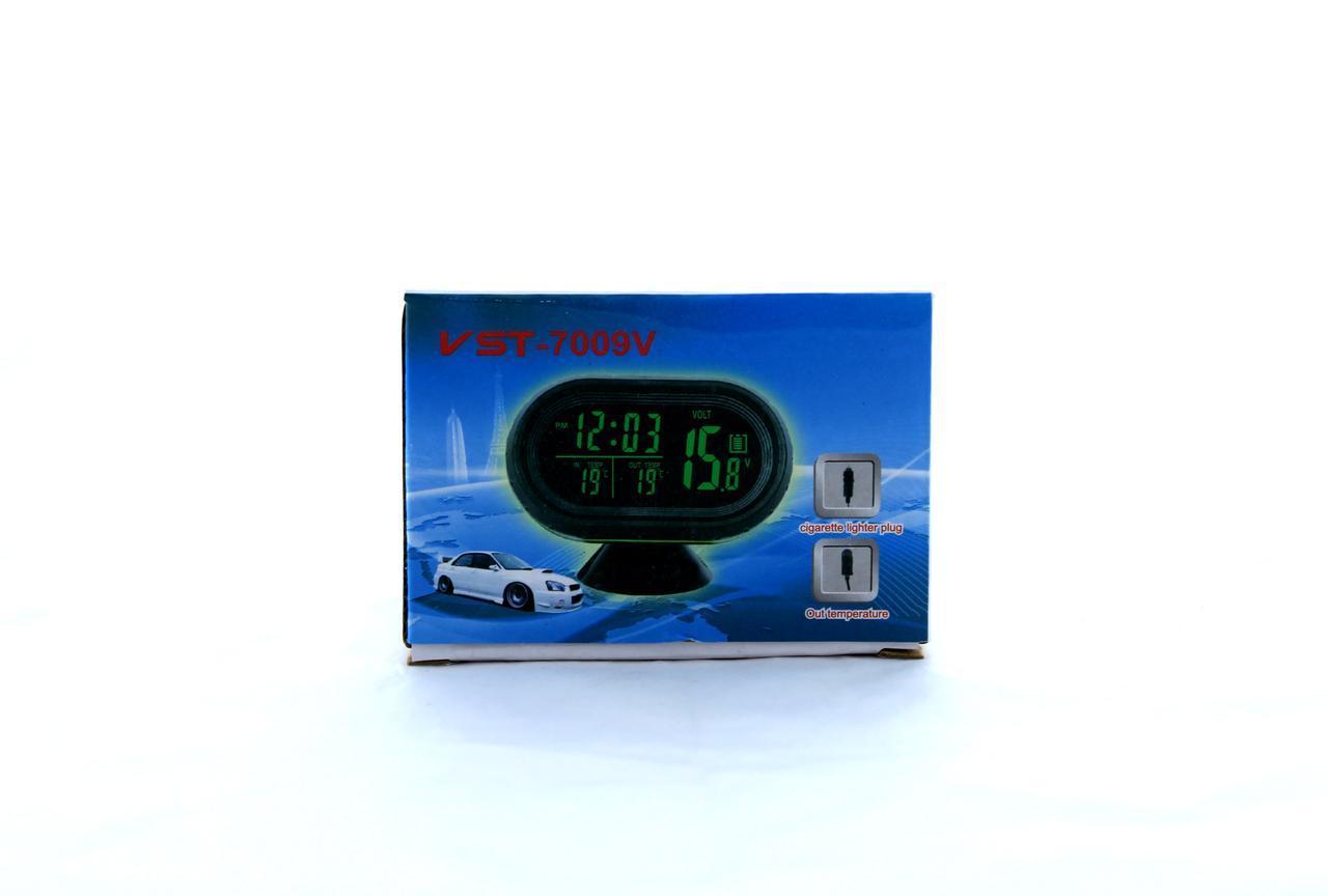 Автомобильные Часы VST-7009v с 2-мя датчиками температуры и вольтметром, меняется цвет экрана - фото 1 - id-p1774684593