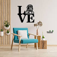 Панно Love Немецкий дог 20x23 см - Картины и лофт декор из дерева на стену.