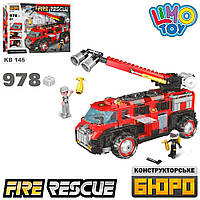 Конструктор Limo Toy пожарная машина, фигурки, 978 деталей, в коробке