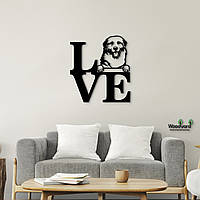 Панно Love Большая пиренейская горная собака 20x23 см - Картины и лофт декор из дерева на стену.