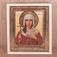 Ікона Лариса свята великомучениця, лик 15х18 см, у білому прямому дерев'яному кіоті