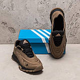 Осінні чоловічі шкіряні кросівки Adidas Ozelia (Адідас) оливкові спортивні з натуральної шкіри *А-04ол*, фото 4