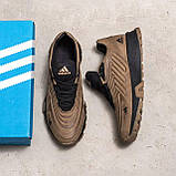 Осінні чоловічі шкіряні кросівки Adidas Ozelia (Адідас) оливкові спортивні з натуральної шкіри *А-04ол*, фото 3