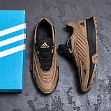 Осінні чоловічі шкіряні кросівки Adidas Ozelia (Адідас) оливкові спортивні з натуральної шкіри *А-04ол*, фото 2