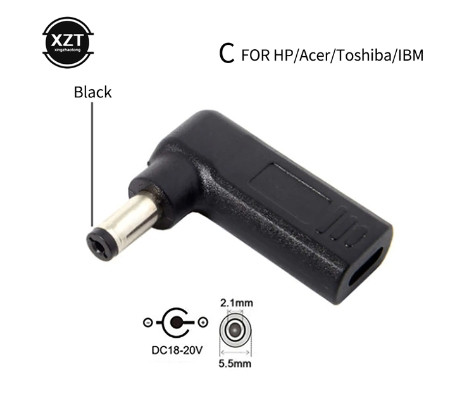 Перехідник для заряджання ноутбука HP/Acer/Toshiba Type-c female to 5.5x2.1 male (Type-c-гніздо/5.5x2.1 -штекер) PD100W