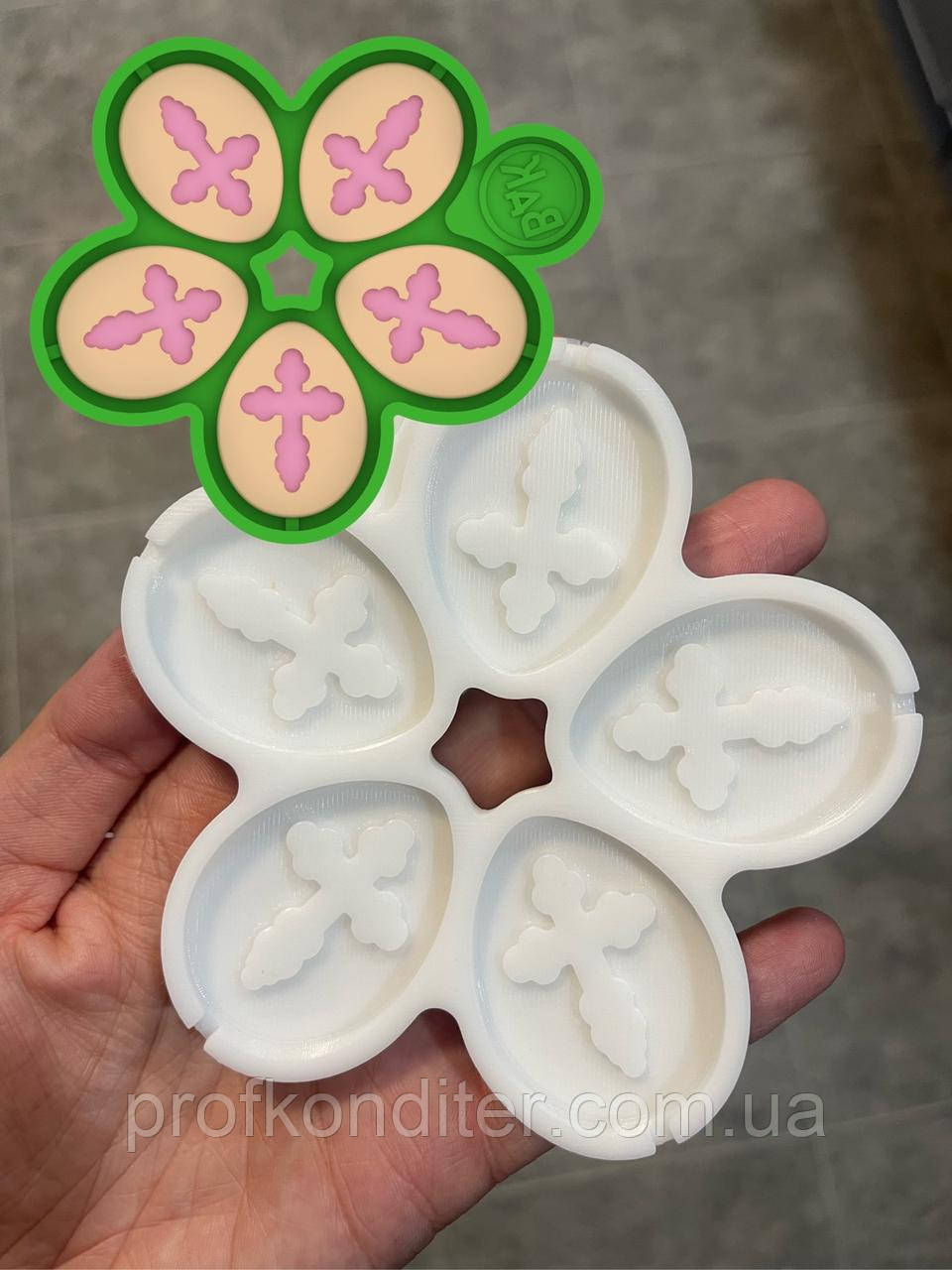 ЕКСКЛЮЗИВ! Силіконовий Молд для шоколаду, мастики та карамелі "Великодні яйця з хрестиком", фото 1