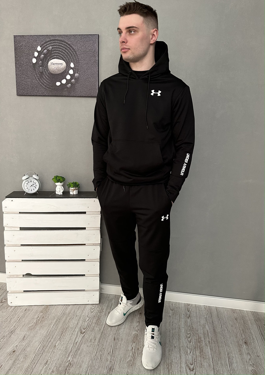Чоловічий спортивний костюм Under Armour чорний весняний осінній ⁇ Комплект худі та штани Андер Армор