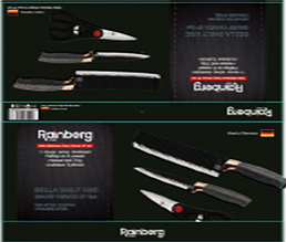 Набір кухонних ножів Rainberg RB-8803 3 в 1 з неіржавкої сталі з керамічним покриттям