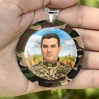 Подарок солдату - Жетоны зсу с надписью и Вашим фото цветные круглой формы ободок камуфляж