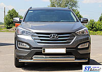 Передняя защита ус губа двойная Hyundai Santa Fe (2013+)