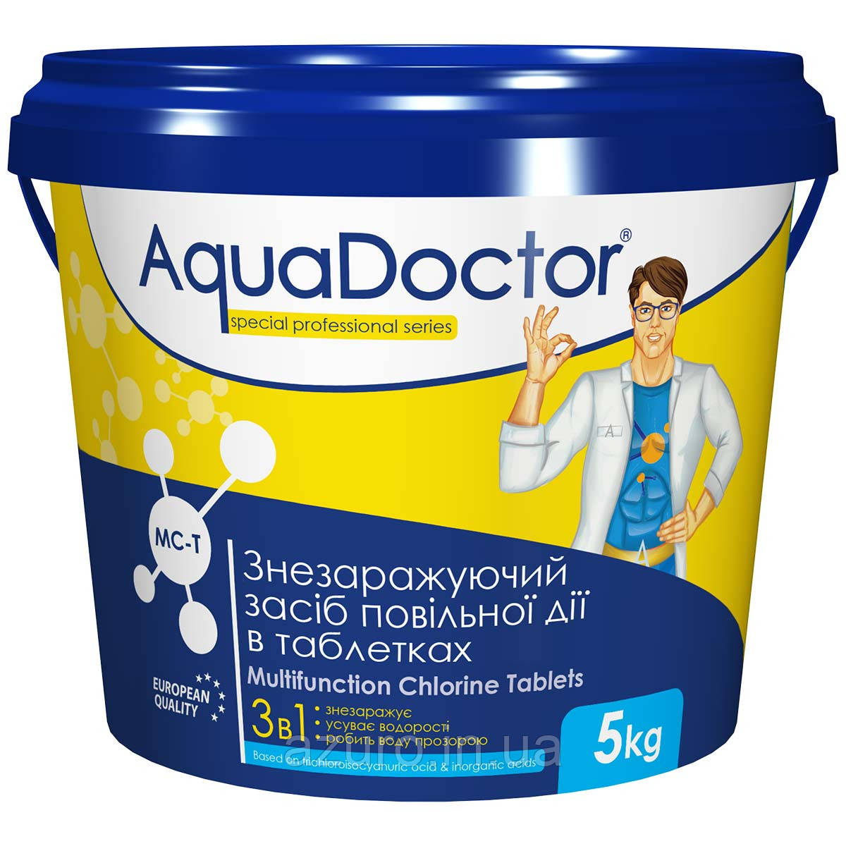 Комбінований хлор для басейну 3 в 1 AquaDoctor MC-T 5 (таблетки 200 г) 5 кг
