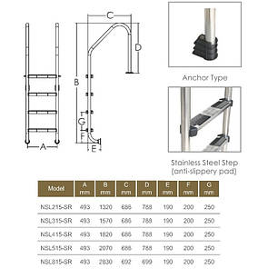 Сходи для басейну Emaux Standard NSL215-SR (2 сходинки), AISI-304, фото 3