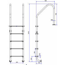 Сходи для басейну Emaux Standard NSL515-SR (5 сходинок), AISI-304, фото 4