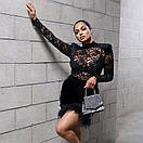 Коротке коктейльне плаття з пір'ям на спідниці та верхом з мережива (р. 42-44) 10035124, фото 2