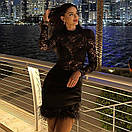 Коротке коктейльне плаття з пір'ям на спідниці та верхом з мережива (р. 42-44) 10035124, фото 3