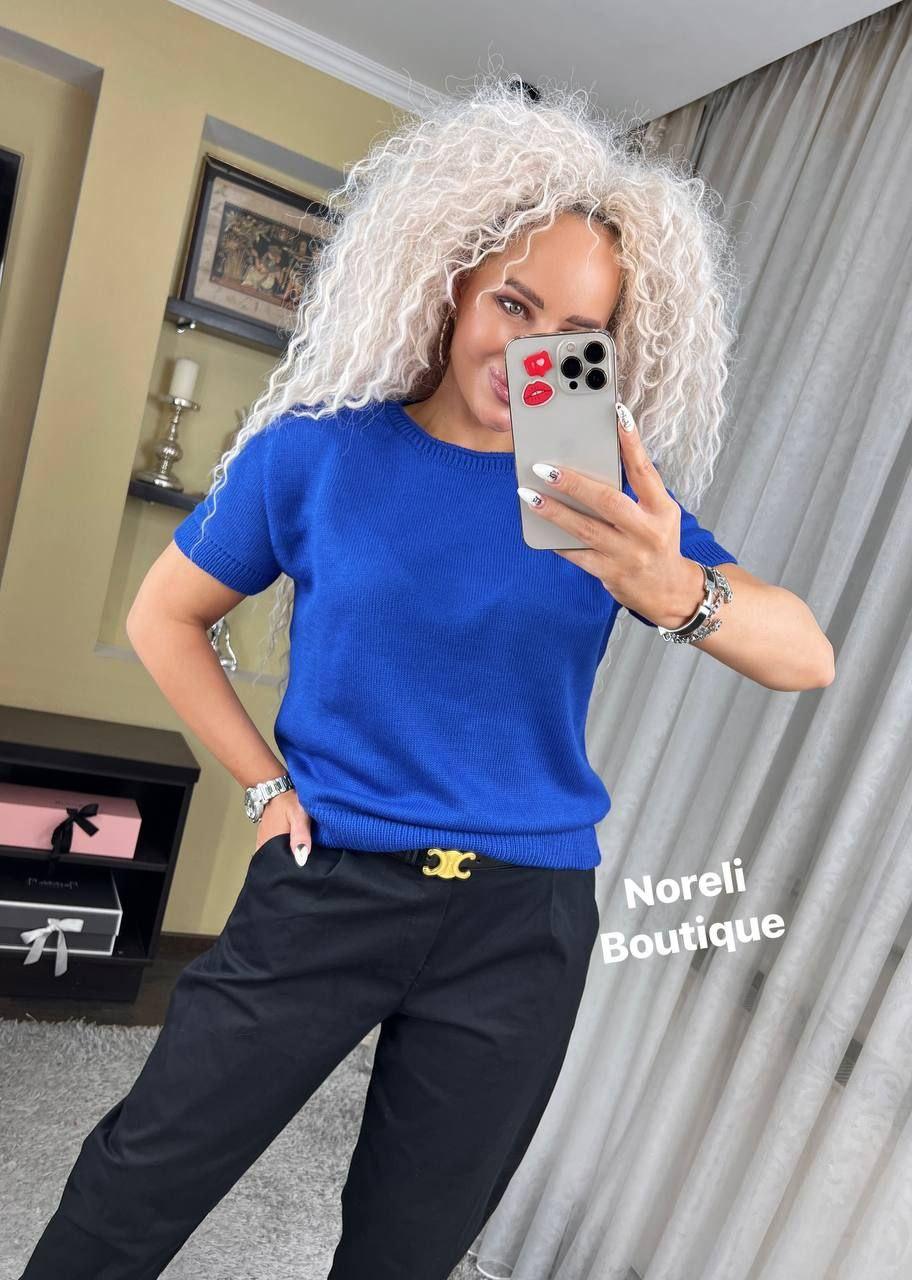 Жіноча в'язана футболка однотонна вільного фасону (р. 42-46) 91171014, фото 1