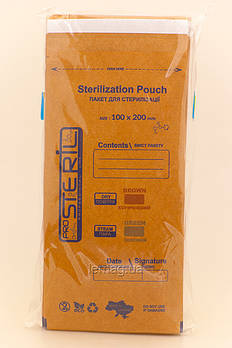 ProSteril Крафт-пакети 100х200 КОРИЧНЕВІ для стерилізації, упаковка 100 шт