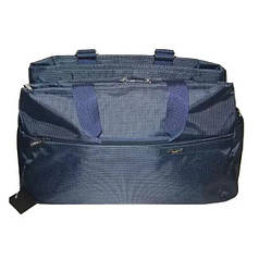 Сумка дорожня багажна спортивна чоловіча з плечовим ременем синя тканинна Dolly 702 на три відділи