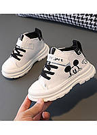 Детсике кроссовки с Микки Маус белые, кроссовки для мальчика белые, детские хайтопы белые